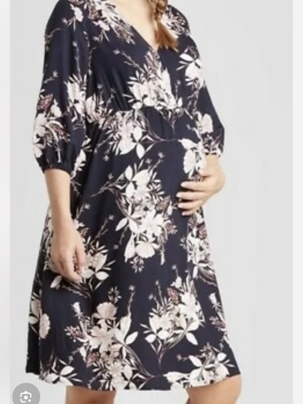 Isabel Maternity Navy & Pink floral dress